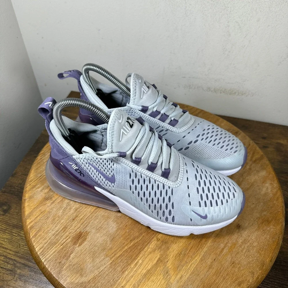 Nike Air Max 270 Grey Purple Women Athletic Sneakers HF5123-043 Size 7